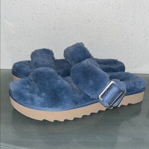 New Koolaburra by UGG Women's Furr-Ah Slipper Sandals - Coastal Blue